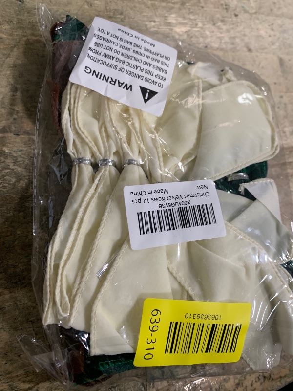 Photo 1 of 12 PCS Velvet Christmas Bows 5.9 inch, Christmas Bows for Tree, Wreaths, Garland & Gifts (Green, Brown, Cream White)