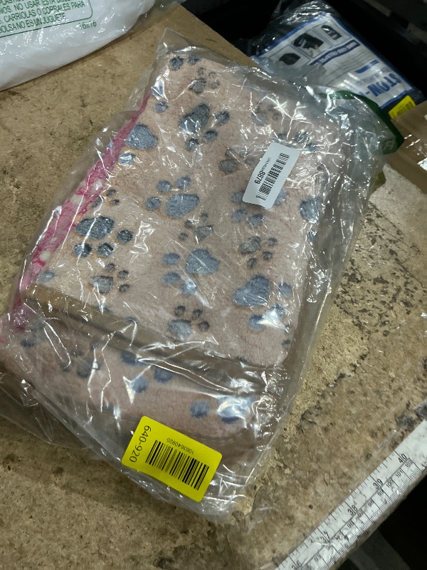 Photo 1 of 1 Pack 3 Blankets Super Soft Fluffy Premium Fleece Pet Blanket Flannel Paw Printed Throw for Dog Puppy Cat (Small 23x16'', Brown, Pink, White)