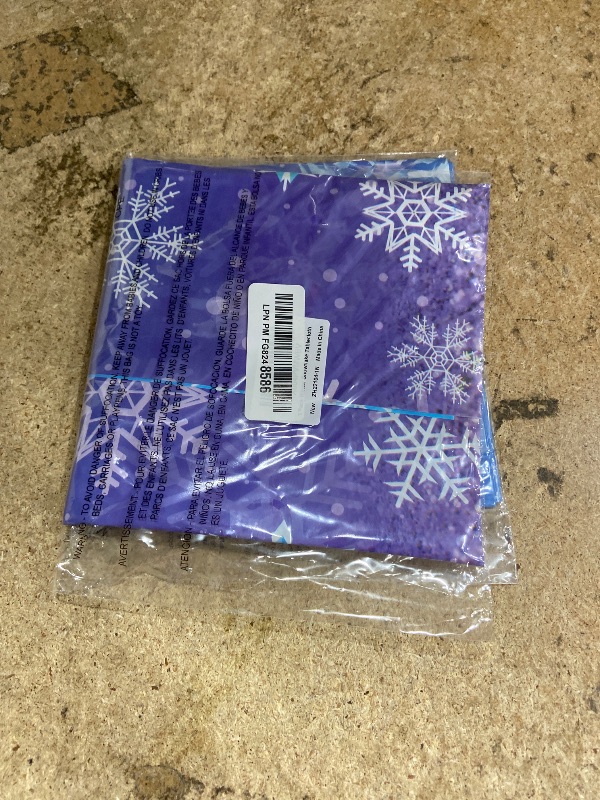 Photo 1 of 1 Pack Winter Snowflake Plastic Tablecloth Decorations, Blue and Purple Snowflake Winter Wonderland Disposable Table Cover for Christmas Holiday New Year Party Supplies Decorations, 54x108 Inch