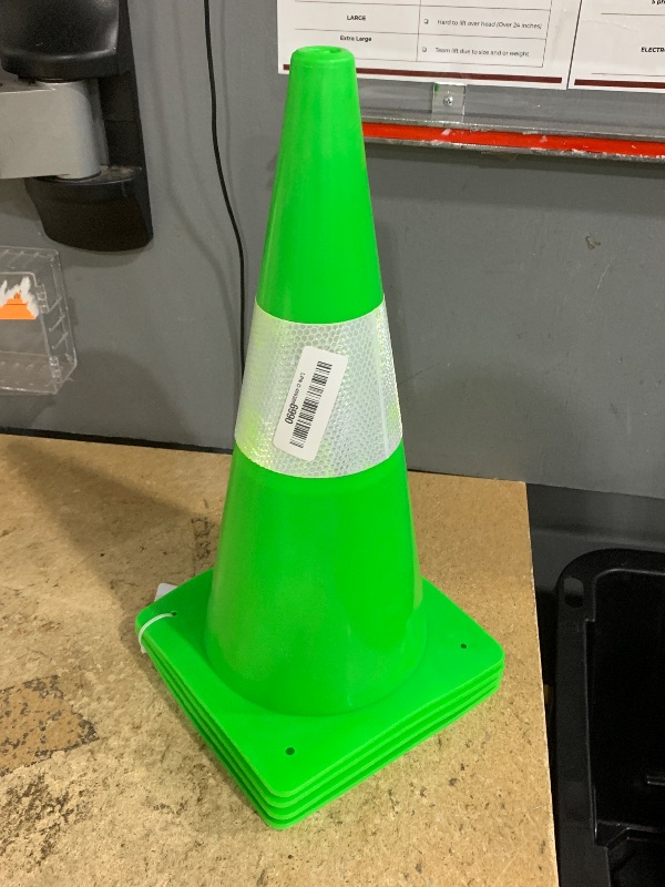 Photo 1 of 15 inch Traffic Safety Cones with Reflective Collars,[4 Pack]Green Construction Cones| Parking Cones|Road Cones for Parking lot, Driveway, Sport and Driving Training.