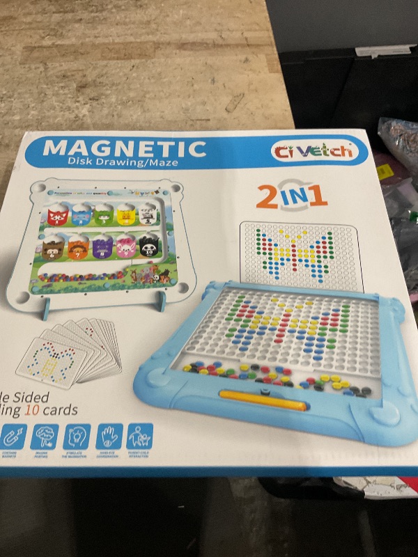 Photo 1 of 2-IN-1 Large Magnetic Drawing Board for Toddlers Kids, Magnetic Color and Number Maze, Magnetic Dot Art Board for Kids, Montessori Education Travel Toys for Boys Girls Age 3 4 5 6 7 8 Years Old