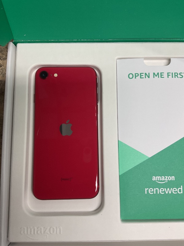 Photo 1 of ***CARRIER LOCKED( CARRIER UNKNOWN)*** Apple iPhone SE (2nd Generation), 64GB, Red, Unlocked (Renewed Premium)