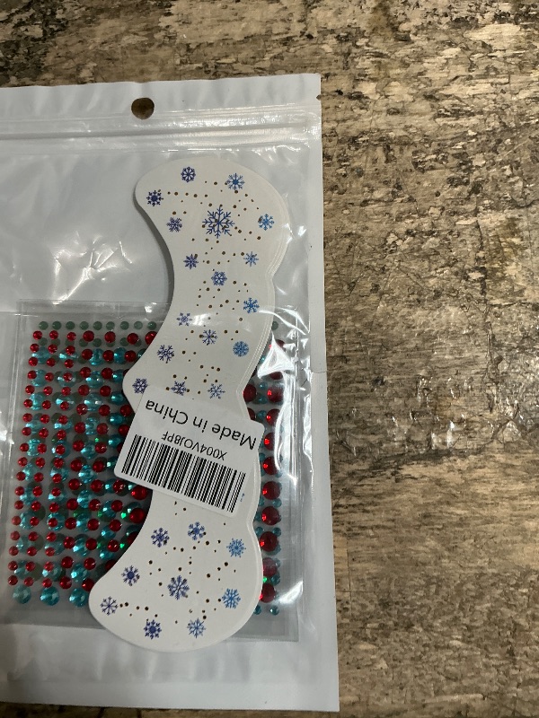 Photo 1 of 12 PCS Christmas Face Temporary Tattoos, With Red Green White Face Gems Glitter Freckles Face Tattoo for Kids and Women, Waterproof Christmas Accessories Face Makeup for Cosplay Party Supplies