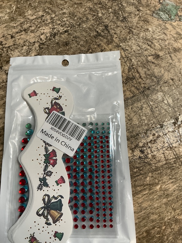 Photo 1 of 15 PCS Christmas Face Temporary Tattoos, With Red Green White Face Gems Glitter Freckles Face Tattoo for Women, Waterproof Christmas Accessories Face Makeup for Cosplay Party Supplies