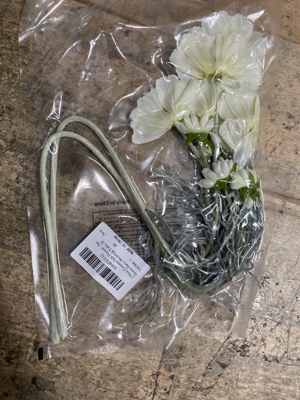 Photo 1 of 2 Pack Cosmos Silk Flowers 23.6'' White Artificial Fake Flowers Plants Plastic Floral Table Centerpieces Artificial Wild Flower Arrangements Wedding Bouquets Decorations for Home Party Wedding Table D