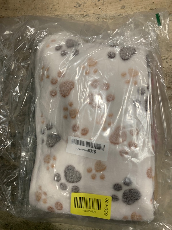 Photo 1 of 1 Pack 3 Blankets Super Soft Fluffy Premium Fleece Pet Blanket Flannel Paw Printed Throw for Dog Puppy Cat (Small 23x16'', Brown, Pink, White)