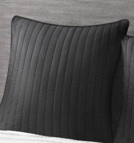 Photo 1 of 1 PC* INK+IVY 100% Cotton Single Euro Sham - European Square Decorative Pillow Cover, Hidden Zipper Closure (Pillow Insert NOT Included), Camila, Quilted Black 26"x26