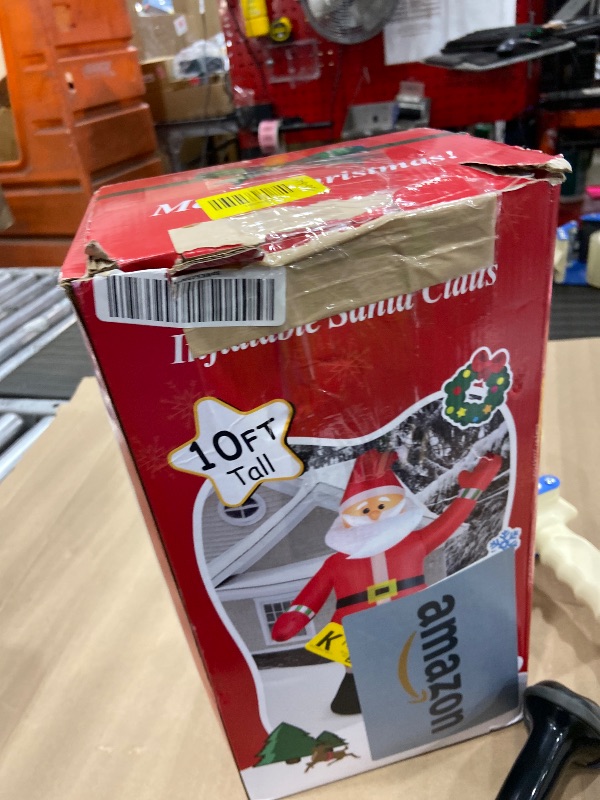 Photo 1 of 10 FT Christmas Inflatable Santa Claus Outdoor Decoration, Huge Xmas Classic Santa Blow up Santa with Built-in LED Light, Giant Holiday Party Decor for Yard Garden Hall Plaza Mall, Instant Inflate