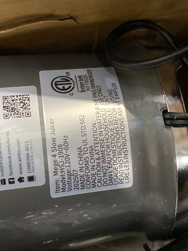 Photo 1 of ** PARTS ONLY ***Aeitto Cold Press Juicer