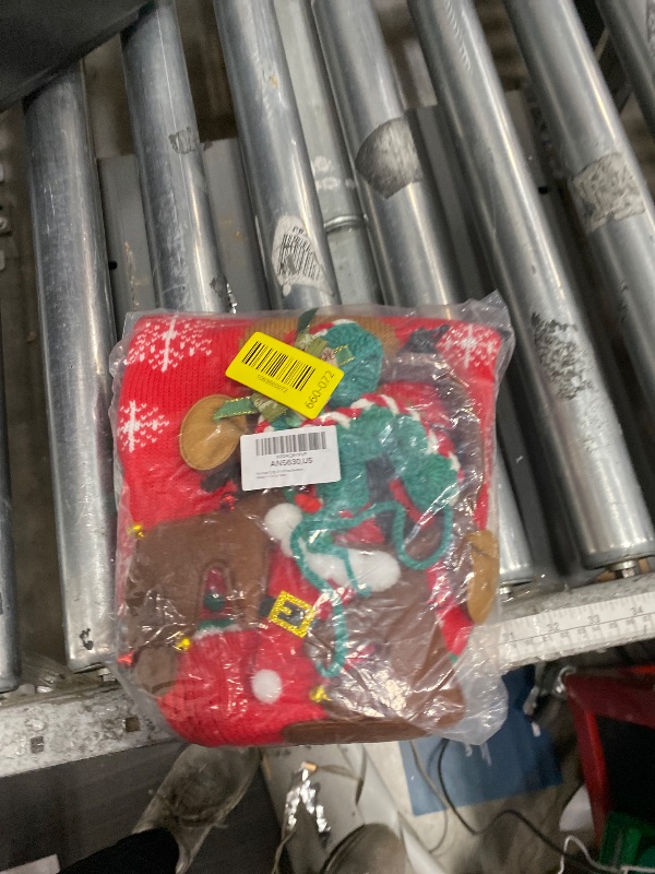 Photo 1 of (small/medium) Apoway Dog Christmas Sweater Reindeer Headband Dog Collar Turtleneck Dogs Knitwear Winter Warm Clothes Pullover Jacket Doggie Vest Christmas Pet Costume, Medium