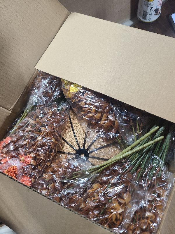 Photo 1 of 2 Set Artificial Fake Fall Flowers with Hanging Basket for Outdoors Decoration,Faux Mums Fake Silk for Outside,UV Resistant Fake Mums 24 Pcs Daisy Flowers for Patio Porch Garden Decor(Orange Yellow)