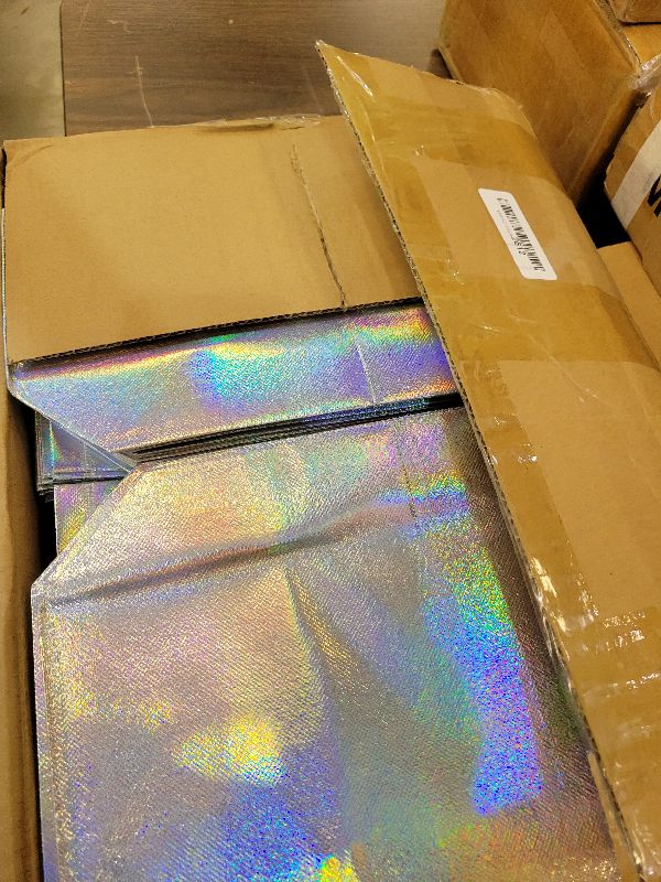 Photo 1 of 100 Pcs Iridescent Glossy Gift Bags Medium Size, 8x4x10 In Holographic Reusable Gift Bags with Handles & Sturdy Base, Ideal for Birthday, Wedding, Bachelorette, Party Favors, Holiday Goodie Bag