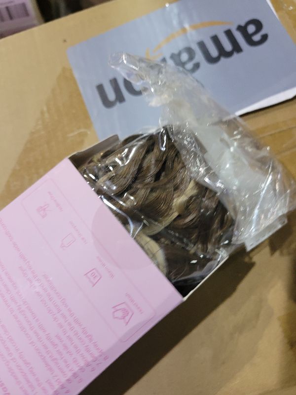 Photo 1 of 12 Inch Ponytail Extension - Soft Curly Pony Tails Hair Extensions, Claw Clip Ponytail Extension, Synthetic Clip in Ponytail Hair Extensions (Color: Ash Brown with Beige Blonde Highlights)