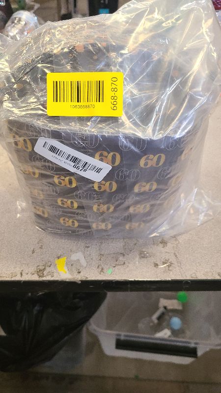 Photo 1 of 200PCS 60th Theme Birthday Party Tableware Vintage 1966 Party Supplies 60 year old Birthday Party Decorations Plates Napkins Forks Black and Gold Dinnerware Favors for Men or Women
