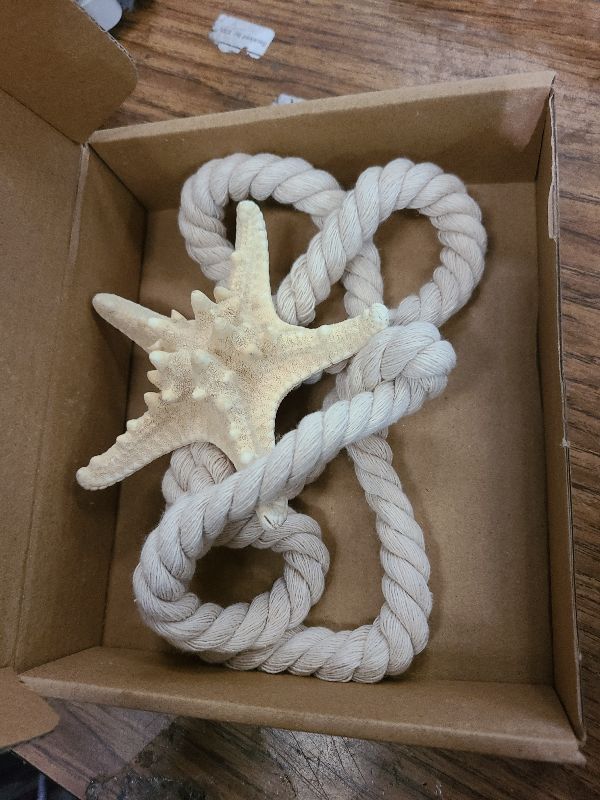 Photo 1 of 2 Pcs Natural Starfish Curtain Tiebacks, Handmade Woven Rope Curtain Curtain Ties Blinds Accessories for Outdoor, Home, Office,Hotel, Living Room Curtain Decoration (Breadfish Starfish)