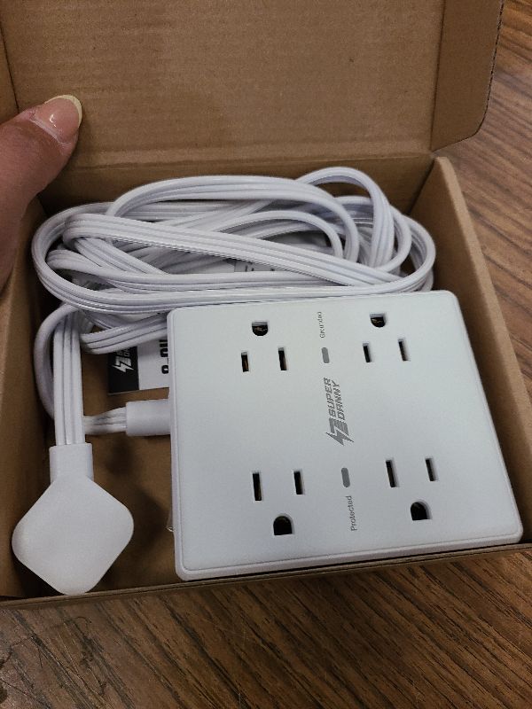 Photo 1 of 10Ft Extension Cord with Multiple Outlets, Flat Plug Surge Protector Power Strip 10 Ft Long Cord, 8 Outlets & 4 USB Ports (2 USB C), Desk Charging Station for Home Office, College Dorm Room Essentials