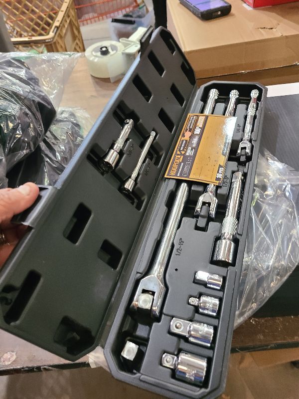 Photo 1 of 10 Piece Breaker Bar Set, 3/8" , 1/2" and 1/4" Drive, 180° Rotatable Head, 6'', 10'', 15'' Length, 3 Extension Bars, Organizer Case