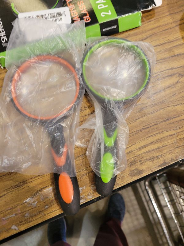 Photo 1 of 2-Set 75mm Hand-Held Reading Magnifier with Non-Slip Rubber Grip, Good for Senior Users, Hobby Exploring & Scientific Activities