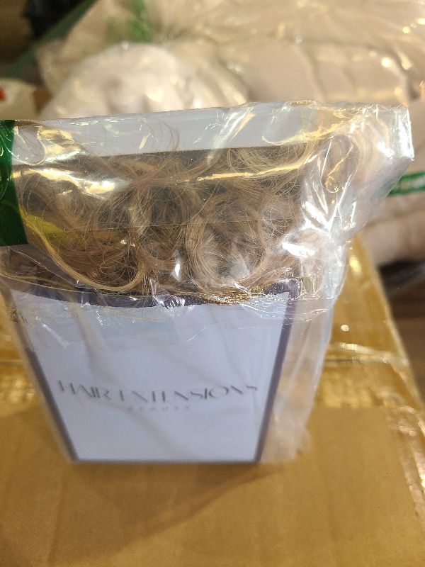 Photo 1 of 12 Inch Blonde Ponytail Extension - Curly Pony Tails Hair Extensions, Claw Clip Ponytail Extension, Synthetic Clip in Ponytail Hair Extensions (Color: Dark Blonde with Beige Blonde Highlights)