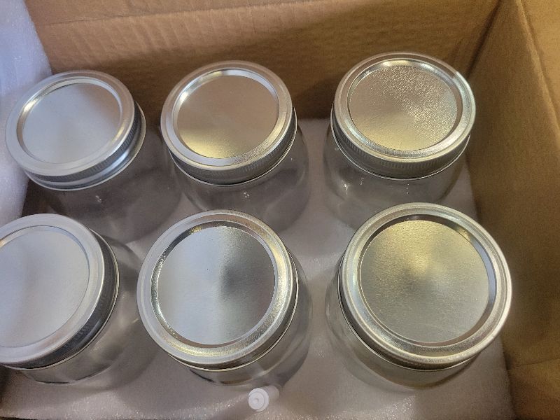 View 2 of [6 Pack] 16 oz. Regular-Mouth Glass Mason Jars with Metal Airtight Lids and Bands for 1 Pint Canning, Preserving, & Meal Prep