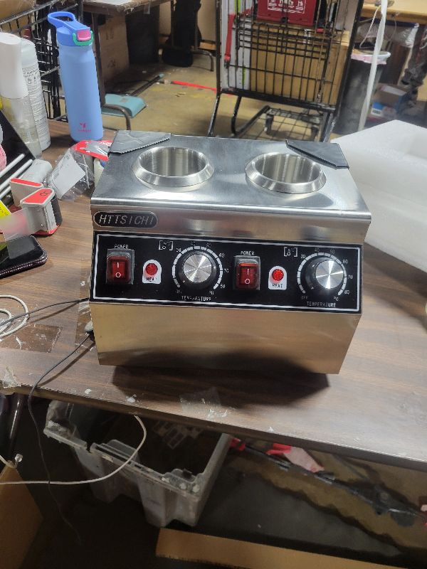 Photo 1 of  Electric Sauce Warmer Dispenser Countertop Stainless Steel Sauce Heat Preservation Machine 320W Hot Fudge Nacho Cheese Ketchup Chocolate Warmer for Commercial with 650ml Squeeze Bottle*2