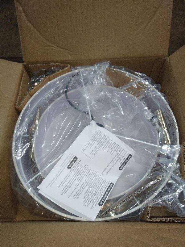 Photo 1 of 16.5'' Semi Flush Mount Ceiling Light, 3-Light Gold Ceiling Light Fixtures, Farmhouse Close to Ceiling Light with Linen Shade, Modern Drum Ceiling Light for Living Room/Hallway/Bedroom/Dining Room