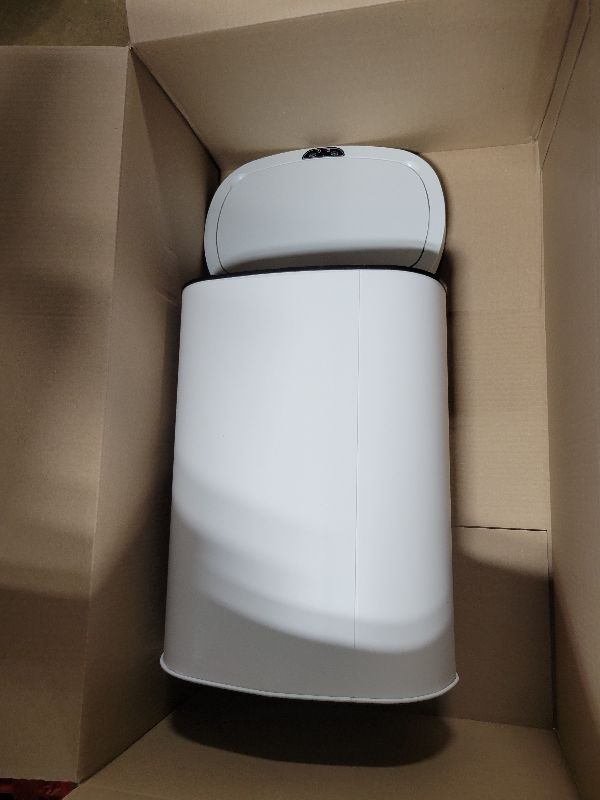 Photo 1 of 13 Gallon 50 Liter Garbage Can Kitchen Trash Can with Lid Automatic Sensor Touch Free Stainless Steel Waste Bin for Bathroom Bedroom Home Office,White