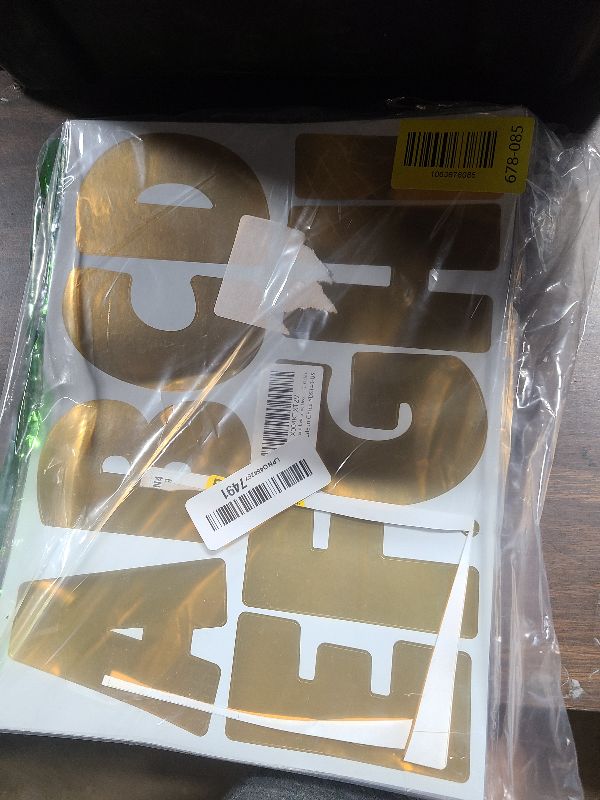 Photo 1 of 117 Pcs Bulletin Board Letters Large Letter Stickers 4 Inch Self Adhesive Vinyl Waterproof Alphabet Stickers for Poster Board Letters Mailbox Classroom School Home Decor (12, Gold)