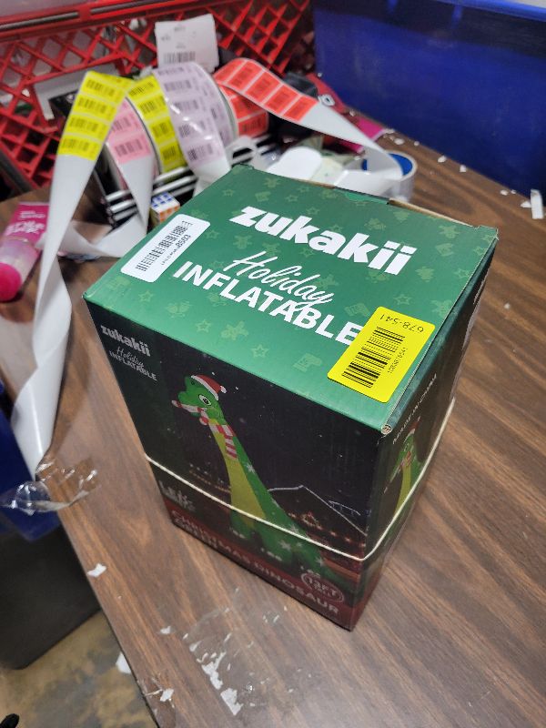 Photo 1 of 13FT Giant Dinosaur Christmas Inflatable Decorations, Built-in LED Lights, Strong Blower Huge Blow Up Yard Clearance Decor with Large Candy Cane Xmas Santa Hat Outdoor Indoor Holiday Party