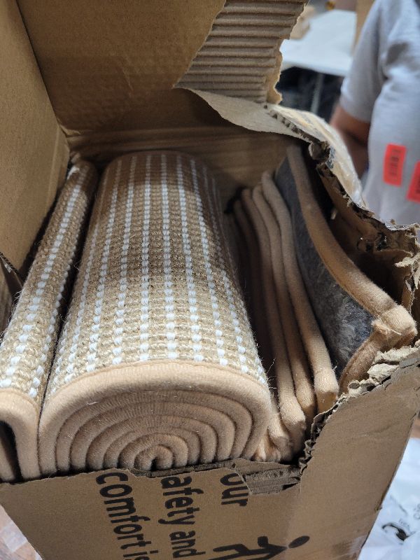 View 2 of 15PC Jute Stair Treads for Wooden Steps-Stairs Carpet Non Slip-Peel and Stick Stair Treads Indoor, Adhesive Staircase Step Treads Residue Free, Durable Natural Stair Runner Rug,8"x30" Beige