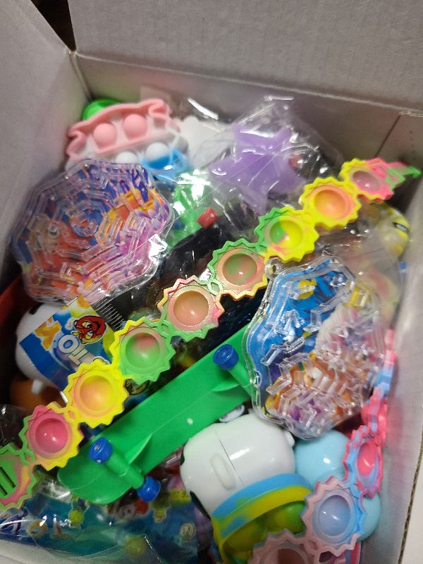 Photo 1 of 125 Pcs Party Favors Fidget Toys Pack, Randomly Selected Pop Sensory Set 65 Stickers Gifts for Kids Adults Boy Girl Stocking Stuffers Autistic Goodie Bag Filler Treasure Box Classroom Prizes School