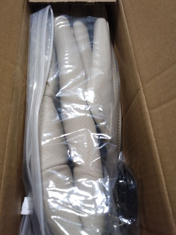 Photo 1 of 2 Pack Leather Front Car Seat Cover Bottom Only, Anti-slip Padded Seat Cushion, Full Wrap Seat Protector with Storage Function Universal Fit for Most Cars, SUV, Pick-up Trucks (Light Beige)