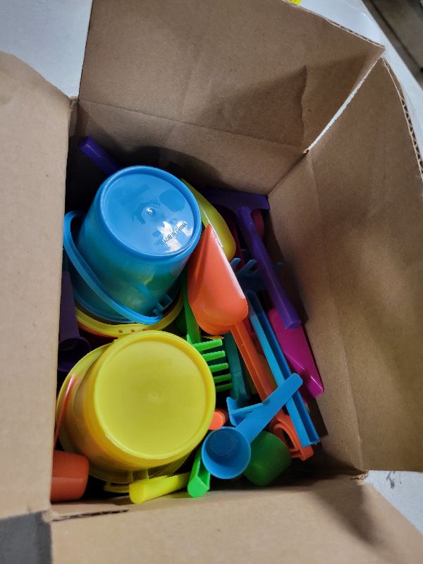 Photo 1 of 12 Mini Beach Playsets, Play Set Includes 1 Sand Bucket, 1 Shovel, 1 Rake, and 1 Scoop, Birthday Treats for Boys and Girls, Party Favors for Kids and Toddlers (12-Pack)