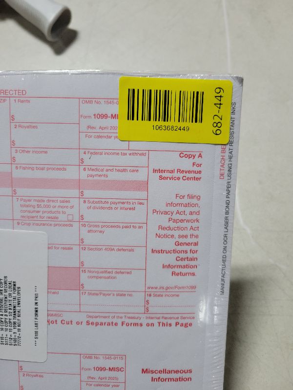 Photo 1 of 1099 Misc Tax Form Set 2025 and Envelopes, Complete Laser Kit for 10 Vendors ~3-Part~ All 1099 Forms with Self-Seal Envelopes, 1099 Misc 2025 Compatible with QuickBooks and Accounting Software