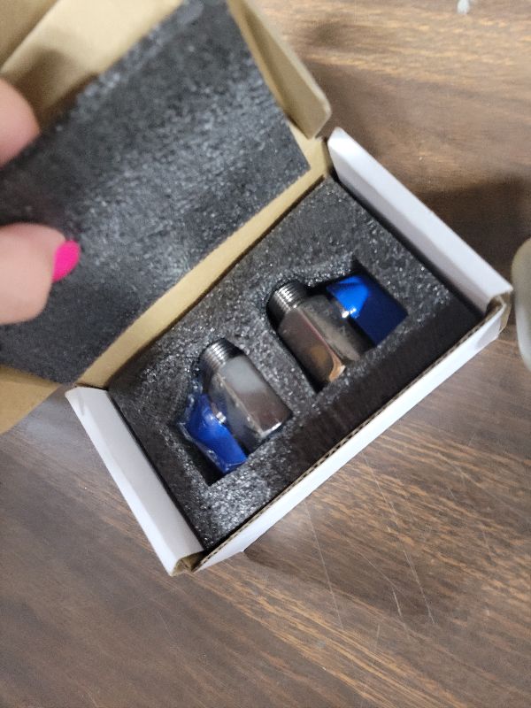 Photo 1 of 2 Pack 3/8" Mini Ball Valve, 304 Stainless Steel Valve NPT Female x Male Thread Shut-Off Valves for Small Compact Space (2, 3/8 Inch)