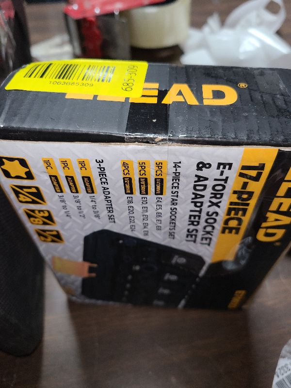 Photo 1 of 17-Piece Inverted E-Torx Socket Set - Premium Impact Cr-V Steel E4 - E24 Star Female Sockets for Impact Wrench 1/2 3/8 1/4 Drive Precision Torque Kit with Storage Case