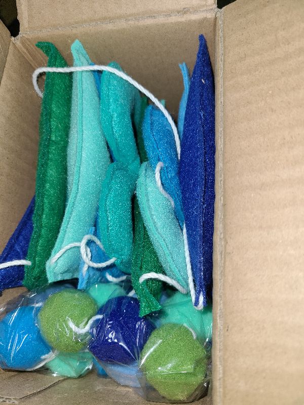 Photo 1 of 2 PCS Pre-Strung 3D Felt Happy Birthday Banner - Reusable Blue and Green Happy birthday Decorations Sign,Handmade Wool Felt Ball Garland, Pom Pom Garland, Party Decor, Photo Prop