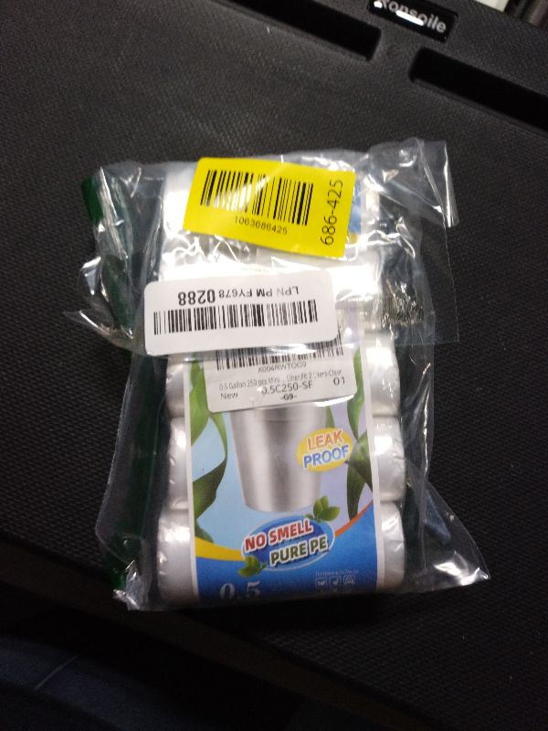 Photo 1 of 0.5 Gallon 250 pcs Mini Clear Trash Bags, Tiny Strong Garbage Bags,Small Plastic Bags for Desktop Trash Bin, Tiny Bathroom Trash Can Bin Liners,Mini Bags for Waste Basket Liner,Fit 2 Liters-Clear