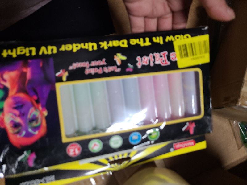 Photo 1 of 12 PCS Glow Face Body Paint, Glow In The Dark Under UV Black Light Sticks Makeup Neon Face Painting Kits for Adult Halloween Festival Accessory Glow Party Supplies