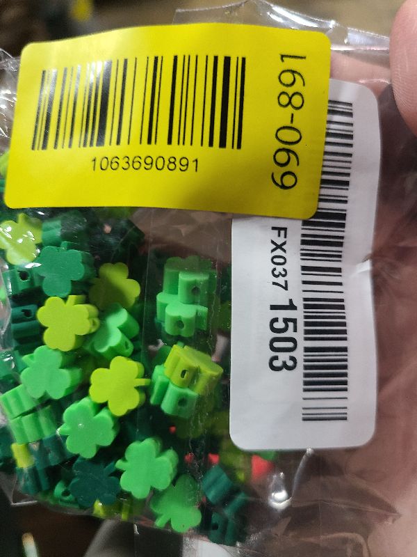 Photo 1 of 100Pcs St. Patrick's Day Shamrocks Handmade Polymer Clay Beads, Luck Clover Prints Polymer Clay Spacer Beads for Women Jewelry Making DIY Charms Bracelet Necklace Hair Clip Accessories Handmade Craft