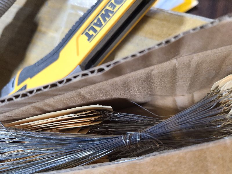 Photo 1 of 100 Manila Shipping Tags with Wire Attached #1-2 3/4” x 1 3/8” - Small Paper Hang Labels with Metal Ties and Reinforced Hole, Pre-Wired Tags to Tie On