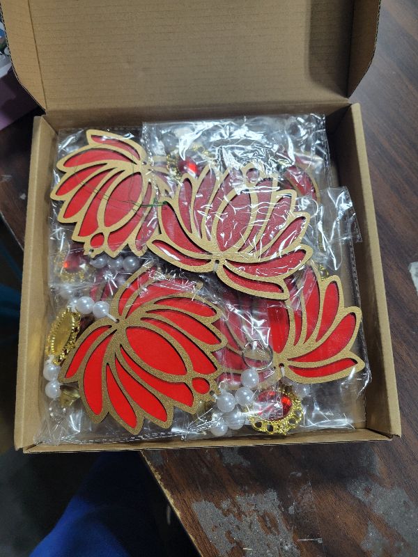 Photo 1 of 10 Pcs Lotus Backdrop Hangings for Decoration Indian,Indian Pooja Decorations for Home,Navratri,Ganesh Pooja,Puja,Hindu,Shubh Labh,Wedding,Diwali Decorations,Garlands Diwali Floral Wall Decor