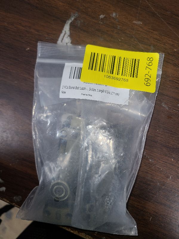Photo 1 of 2 PCs Barrel Bolt Latch - Slide Door Lock Finished with Antique Brass Color with Screws, Length 4.3-in (11 cm)