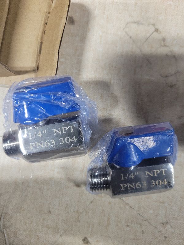 Photo 1 of 2 Pack 1/4" Mini Ball Valve, 304 Stainless Steel Valve NPT Female x Male Thread Shut-Off Valves for Small Compact Space (2, 1/4 Inch)