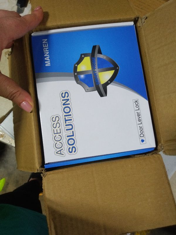 Photo 1 of 2 Pack of MANREN Lever Keyed Entry Door Lever Handle Lock, Universal Door Knob Hardware,Nickel Brushed Color (MR802et-2)