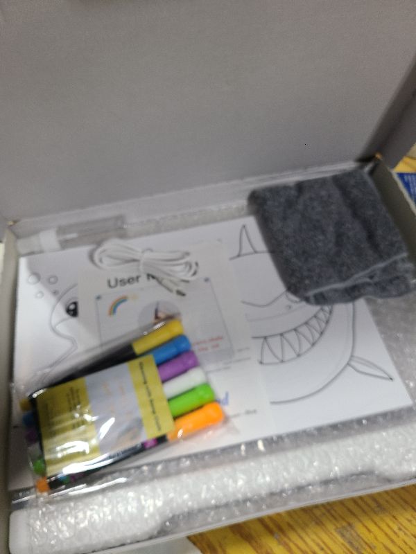 Photo 1 of 16-Inch Rechargeable Doodle Glow LED Note Board, 7-Color Light Modes, Neon Art Dry Erase Light Up Drawing Pad with Built-in Stand, Sketching Gift Toy for Kids/Girls/Teens, 5 Markers & Tracing Book