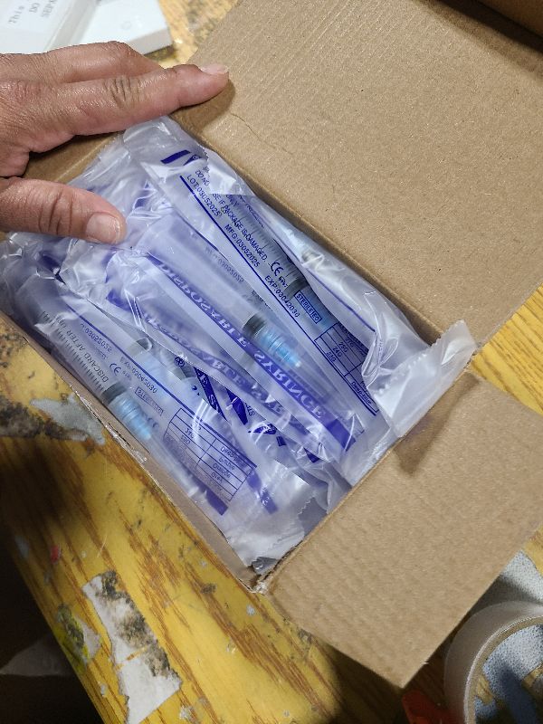 Photo 1 of 100 Pack Disposable 3ml/cc Lab Syringes with 23Ga 1 Inch Needle Luer Lock, Individually Sealed Packed