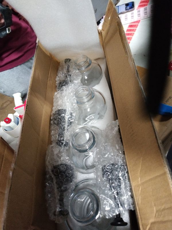 Photo 1 of ?16.9oz Coffee Syrup Dispenser 4Pack- Glass Syrup Dispenser Kit for Coffee Bar Accessories for Home Coffee Bar/Premium Labeled Barista Kit, Matte Black