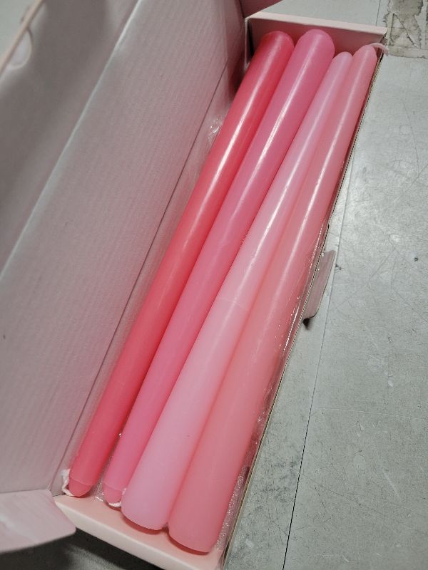 Photo 1 of 10 Inch Gradient-Pink Taper Candles, 4 Packs Unscented Candlesticks for Dinner, Wedding, Valentine’s Day and Home Decoration, Dripless and Smokeless, 8-10 Hours Burn