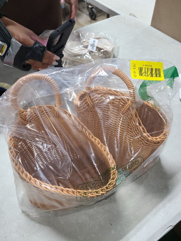 Photo 1 of 2 Pcs Hanging Storage Baskets, Wall Decorative Storage Basket Potato Garlic Onion Pantry Baskets Woven Washable Decorative Basket Kitchen Bin for Kitchen, Living Room